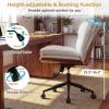 imageGiantex Armless Office Chair with Wheels PU Leather Height Adjustable Vanity Chair wCurved Backrest MidBack Criss Cross 360 Swivel Ergonomic Computer Desk Chair for Home Office amp Bedroom WhiteWhite