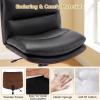 imageGiantex Armless Office Chair with Wheels PU Leather Height Adjustable Vanity Chair wCurved Backrest MidBack Criss Cross 360 Swivel Ergonomic Computer Desk Chair for Home Office amp Bedroom WhiteBlack