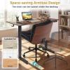 imageGiantex Armless Office Chair with Wheels PU Leather Height Adjustable Vanity Chair wCurved Backrest MidBack Criss Cross 360 Swivel Ergonomic Computer Desk Chair for Home Office amp Bedroom WhiteBlack