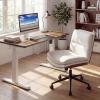 imageGiantex Armless Office Chair with Wheels PU Leather Height Adjustable Vanity Chair wCurved Backrest MidBack Criss Cross 360 Swivel Ergonomic Computer Desk Chair for Home Office amp Bedroom WhiteWhite
