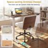 imageGiantex Armless Office Chair with Wheels PU Leather Height Adjustable Vanity Chair wCurved Backrest MidBack Criss Cross 360 Swivel Ergonomic Computer Desk Chair for Home Office amp Bedroom WhiteWhite