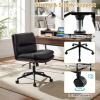 imageGiantex Armless Office Chair with Wheels PU Leather Height Adjustable Vanity Chair wCurved Backrest MidBack Criss Cross 360 Swivel Ergonomic Computer Desk Chair for Home Office amp Bedroom WhiteBlack