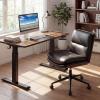 imageGiantex Armless Office Chair with Wheels PU Leather Height Adjustable Vanity Chair wCurved Backrest MidBack Criss Cross 360 Swivel Ergonomic Computer Desk Chair for Home Office amp Bedroom WhiteBlack