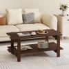 imageGiantex Coffee Table with Storage 45 Inch Modern Center Table with Slatted Design amp Side Rail Support Rectangular Living Room Table for Small Spaces WhiteWalnut