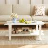 imageGiantex Coffee Table with Storage 45 Inch Modern Center Table with Slatted Design amp Side Rail Support Rectangular Living Room Table for Small Spaces WhiteWhite