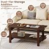imageGiantex Coffee Table with Storage 45 Inch Modern Center Table with Slatted Design amp Side Rail Support Rectangular Living Room Table for Small Spaces WhiteWalnut