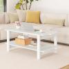 imageGiantex Coffee Table with Storage 45 Inch Modern Center Table with Slatted Design amp Side Rail Support Rectangular Living Room Table for Small Spaces WhiteWhite