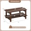 imageGiantex Coffee Table with Storage 45 Inch Modern Center Table with Slatted Design amp Side Rail Support Rectangular Living Room Table for Small Spaces WhiteWalnut
