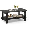 imageGiantex Coffee Table with Storage 45 Inch Modern Center Table with Slatted Design amp Side Rail Support Rectangular Living Room Table for Small Spaces WhiteBlack