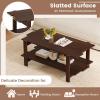 imageGiantex Coffee Table with Storage 45 Inch Modern Center Table with Slatted Design amp Side Rail Support Rectangular Living Room Table for Small Spaces WhiteWalnut