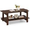 imageGiantex Coffee Table with Storage 45 Inch Modern Center Table with Slatted Design amp Side Rail Support Rectangular Living Room Table for Small Spaces WhiteWalnut