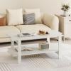 imageGiantex Coffee Table with Storage 45 Inch Modern Center Table with Slatted Design amp Side Rail Support Rectangular Living Room Table for Small Spaces WhiteWhite