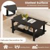 imageGiantex Coffee Table with Storage 45 Inch Modern Center Table with Slatted Design amp Side Rail Support Rectangular Living Room Table for Small Spaces WhiteBlack