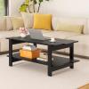imageGiantex Coffee Table with Storage 45 Inch Modern Center Table with Slatted Design amp Side Rail Support Rectangular Living Room Table for Small Spaces WhiteBlack