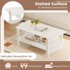 imageGiantex Coffee Table with Storage 45 Inch Modern Center Table with Slatted Design amp Side Rail Support Rectangular Living Room Table for Small Spaces WhiteWhite