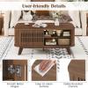imageGiantex Coffee Table with Storage Mid Century Modern Tea Table with Adjustable Shelves amp 2 Doors Wood Coffee Tables wFluted Design Rectangular Farmhouse Center Table for Living Room Bedroom