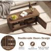 imageGiantex Coffee Table with Storage Mid Century Modern Tea Table with Adjustable Shelves amp 2 Doors Wood Coffee Tables wFluted Design Rectangular Farmhouse Center Table for Living Room Bedroom