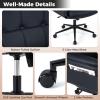 imageGiantex Criss Cross Chair with Armrests amp Wheels Cat Scratch Leather Makeup Vanity Chair with Rocking Backrest amp Removable Cushion Adjustable Swivel Computer Office Desk Chair for Bedroom Black