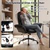 imageGiantex Criss Cross Chair with Armrests amp Wheels Cat Scratch Leather Makeup Vanity Chair with Rocking Backrest amp Removable Cushion Adjustable Swivel Computer Office Desk Chair for Bedroom Black