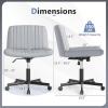imageGiantex Criss Cross Chair with Wheels Armless Cross Legged Office Chair Fabric Adjustable Swivel Ergonomic Desk Seat Modern Wide Makeup Task Vanity Chair for Home GrayGrey