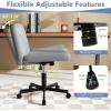 imageGiantex Criss Cross Chair with Wheels Armless Cross Legged Office Chair Fabric Adjustable Swivel Ergonomic Desk Seat Modern Wide Makeup Task Vanity Chair for Home GrayGrey