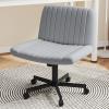 imageGiantex Criss Cross Chair with Wheels Armless Cross Legged Office Chair Fabric Adjustable Swivel Ergonomic Desk Seat Modern Wide Makeup Task Vanity Chair for Home GrayGrey