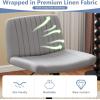 imageGiantex Criss Cross Chair with Wheels Armless Cross Legged Office Chair Fabric Adjustable Swivel Ergonomic Desk Seat Modern Wide Makeup Task Vanity Chair for Home GrayGrey