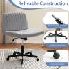 imageGiantex Criss Cross Chair with Wheels Armless Cross Legged Office Chair Fabric Adjustable Swivel Ergonomic Desk Seat Modern Wide Makeup Task Vanity Chair for Home GrayGrey