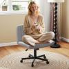 imageGiantex Criss Cross Chair with Wheels Armless Cross Legged Office Chair Fabric Adjustable Swivel Ergonomic Desk Seat Modern Wide Makeup Task Vanity Chair for Home GrayGrey