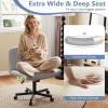 imageGiantex Criss Cross Chair with Wheels Armless Cross Legged Office Chair Fabric Adjustable Swivel Ergonomic Desk Seat Modern Wide Makeup Task Vanity Chair for Home GrayGrey