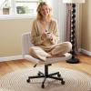 imageGiantex Criss Cross Chair with Wheels Armless Cross Legged Office Chair Fabric Adjustable Swivel Ergonomic Desk Seat Modern Wide Makeup Task Vanity Chair for Home GrayBeige