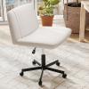 imageGiantex Criss Cross Chair with Wheels Armless Cross Legged Office Chair Fabric Adjustable Swivel Ergonomic Desk Seat Modern Wide Makeup Task Vanity Chair for Home GrayBeige