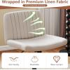 imageGiantex Criss Cross Chair with Wheels Armless Cross Legged Office Chair Fabric Adjustable Swivel Ergonomic Desk Seat Modern Wide Makeup Task Vanity Chair for Home GrayBeige