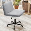 imageGiantex Criss Cross Chair with Wheels Armless Cross Legged Office Chair Fabric Adjustable Swivel Ergonomic Desk Seat Modern Wide Makeup Task Vanity Chair for Home GrayGrey