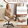 imageGiantex Criss Cross Chair with Wheels Armless Cross Legged Office Chair Fabric Adjustable Swivel Ergonomic Desk Seat Modern Wide Makeup Task Vanity Chair for Home GrayBeige