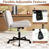 imageGiantex Criss Cross Chair with Wheels Armless Cross Legged Office Chair Fabric Adjustable Swivel Ergonomic Desk Seat Modern Wide Makeup Task Vanity Chair for Home GrayBeige