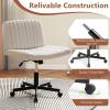 imageGiantex Criss Cross Chair with Wheels Armless Cross Legged Office Chair Fabric Adjustable Swivel Ergonomic Desk Seat Modern Wide Makeup Task Vanity Chair for Home GrayBeige