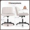 imageGiantex Criss Cross Chair with Wheels Armless Cross Legged Office Chair Fabric Adjustable Swivel Ergonomic Desk Seat Modern Wide Makeup Task Vanity Chair for Home GrayBeige