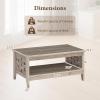 imageGiantex Farmhouse Coffee Table 2Tier Center Table with Storage Open Shelf amp Woven Slatted Design 395 Rectangular Accent Cocktail Table Wood Coffee Tables for Living Room Rustic OakRustic Oak