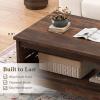 imageGiantex Farmhouse Coffee Table 2Tier Center Table with Storage Open Shelf amp Woven Slatted Design 395 Rectangular Accent Cocktail Table Wood Coffee Tables for Living Room Rustic OakRustic Brown