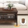 imageGiantex Farmhouse Coffee Table 2Tier Center Table with Storage Open Shelf amp Woven Slatted Design 395 Rectangular Accent Cocktail Table Wood Coffee Tables for Living Room Rustic OakRustic Brown