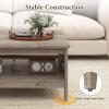 imageGiantex Farmhouse Coffee Table 2Tier Center Table with Storage Open Shelf amp Woven Slatted Design 395 Rectangular Accent Cocktail Table Wood Coffee Tables for Living Room Rustic OakRustic Oak