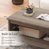 imageGiantex Farmhouse Coffee Table 2Tier Center Table with Storage Open Shelf amp Woven Slatted Design 395 Rectangular Accent Cocktail Table Wood Coffee Tables for Living Room Rustic OakRustic Oak