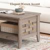 imageGiantex Farmhouse Coffee Table 2Tier Center Table with Storage Open Shelf amp Woven Slatted Design 395 Rectangular Accent Cocktail Table Wood Coffee Tables for Living Room Rustic OakRustic Oak