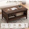 imageGiantex Farmhouse Coffee Table 2Tier Center Table with Storage Open Shelf amp Woven Slatted Design 395 Rectangular Accent Cocktail Table Wood Coffee Tables for Living Room Rustic OakRustic Brown