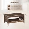 imageGiantex Farmhouse Coffee Table 2Tier Center Table with Storage Open Shelf amp Woven Slatted Design 395 Rectangular Accent Cocktail Table Wood Coffee Tables for Living Room Rustic OakRustic Brown