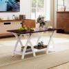 imageGiantex Farmhouse Coffee Table 2Tier Wood Center Table with Storage Shelf amp XShaped Support Legs 40 Inch Rectangular Living Room Table with Open Display Area for Small Space Grey OakampWhiteWalnut  White
