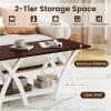 imageGiantex Farmhouse Coffee Table 2Tier Wood Center Table with Storage Shelf amp XShaped Support Legs 40 Inch Rectangular Living Room Table with Open Display Area for Small Space Grey OakampWhiteWalnut  White