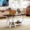 imageGiantex Farmhouse Coffee Table 2Tier Wood Center Table with Storage Shelf amp XShaped Support Legs 40 Inch Rectangular Living Room Table with Open Display Area for Small Space Grey OakampWhiteWalnut  White
