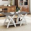 imageGiantex Farmhouse Coffee Table 2Tier Wood Center Table with Storage Shelf amp XShaped Support Legs 40 Inch Rectangular Living Room Table with Open Display Area for Small Space Grey OakampWhiteGrey Oak  White